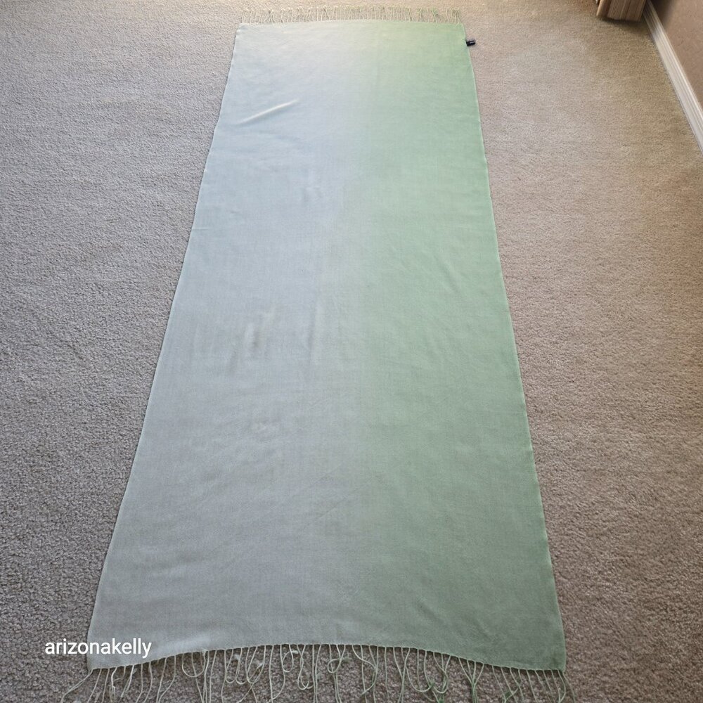 John Hanley 100% Wool Lightweight Scarf Gradient Green - Picture 10 of 12